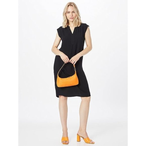 Jones New York Womens Shift Mini Dress Split V Neck Cap Sleeve Black Size 4 - Picture 1 of 9
